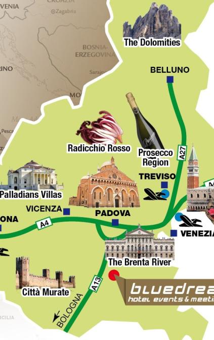 siamo in un punto strategico a soli 300 metri dall uscita del casello per visitare le principali attrattive del veneto quali Padova, Venezia, Verona